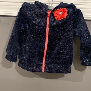 Nannette baby girls hooded sparkly blue zippered jacket 12M